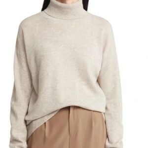 Nordstrom Cashmere Turtleneck Sweater BEIGE HUMMUS HEATHER, Size XL